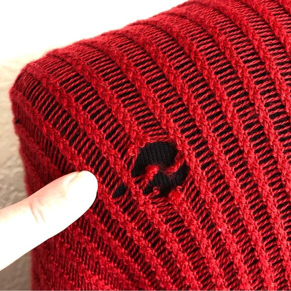 Eileen Fisher red mixed knit merino wool tunic sweater size Extra Small FLAWED - Picture 10 of 16